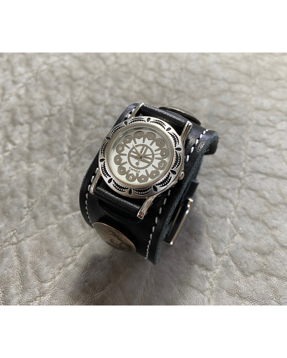 ¥9900→20%off Cactus/カクタスレザー ブレスウォッチType4 ブラック（文字盤33mm/Mサイズ） 2枚目の画像