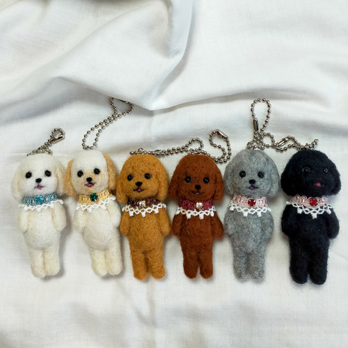 ◾受注制作 羊毛フェルト 笑顔のわんこマスコット(プードル・白