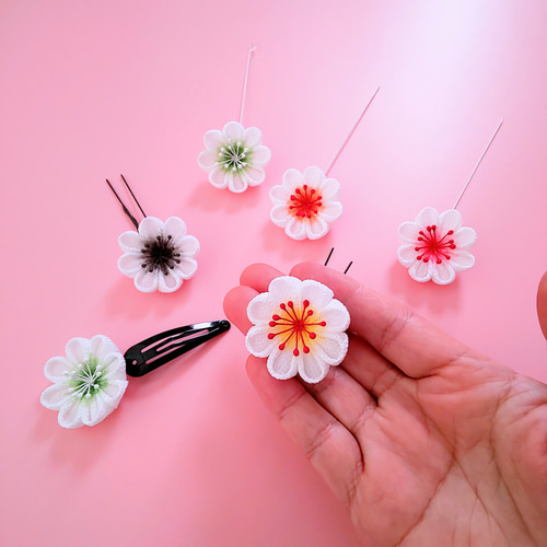 ちょい足しに最適！染め花 髪飾り 単品 【つまみ細工】 七五三