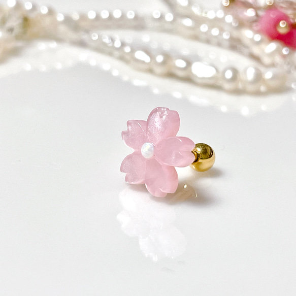 桜 オパール サクラ ピンク ボディピアス 14G 16G 18G 春 お花見 軟骨ピアス 片耳 1個のお値段 3枚目の画像