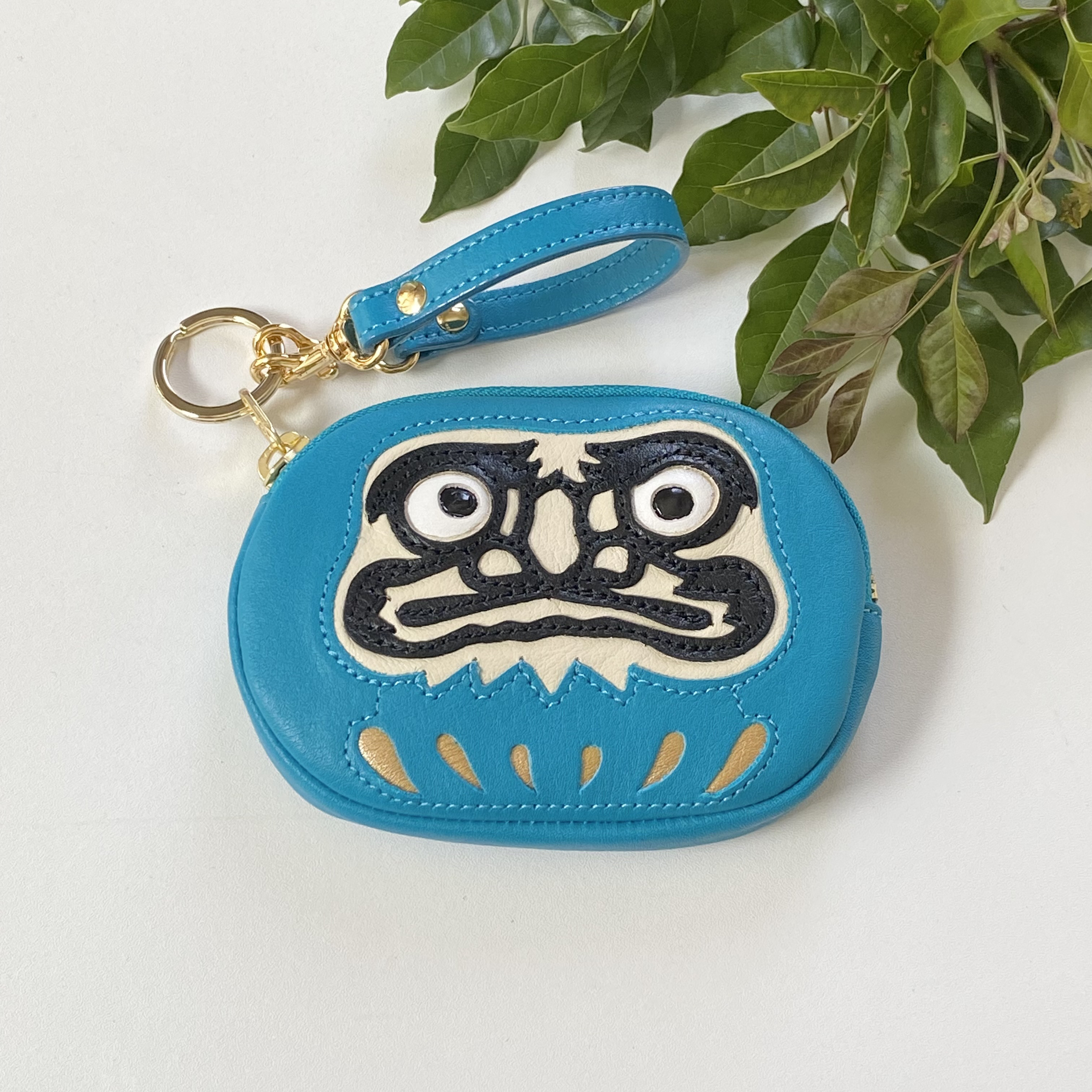 しかめっ面したダルマさんのマメポ【金春(こんぱる)色】 小銭