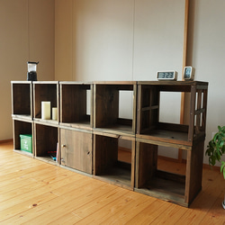 古材 キューブボックス 30cm アンティーク 家具 シェルフ ラック 棚 おしゃれ 北欧 木製 和モダン 10枚目の画像
