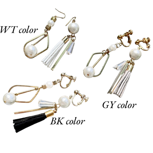 1点のみ　アンティークボタン×コットンパールのアシンメトリーイヤリング/ピアス petite robe noire / コットンパール ピアス イヤリング - 北欧