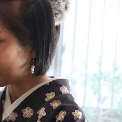 水引“Mizuhiki”製作　日本甜點　耳環　「Wagashi」「Dango」　花視圖　 日式 第4張的照片