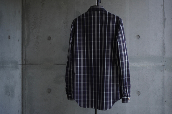 [展示作品]平織り先染めチェックフライフロントシャツ 5枚目の画像