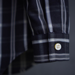 [展示作品]平織り先染めチェックフライフロントシャツ 4枚目の画像