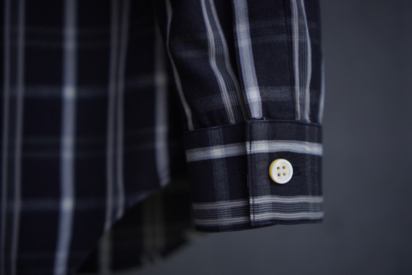 [展示作品]平織り先染めチェックフライフロントシャツ 4枚目の画像