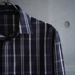 [展示作品]平織り先染めチェックフライフロントシャツ 2枚目の画像