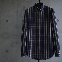 [展示作品]平織り先染めチェックフライフロントシャツ 3枚目の画像