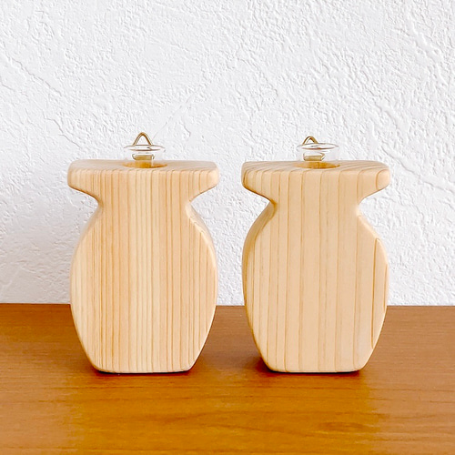 2個セット・壁掛けタイプ』 ひのき製の小さな一輪挿し(壺型) 一輪挿し