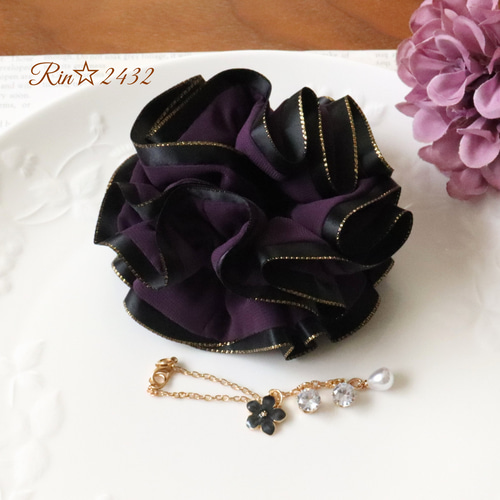 シフォン】フリル感たっぷり☆大人可愛いWフリルのシュシュ