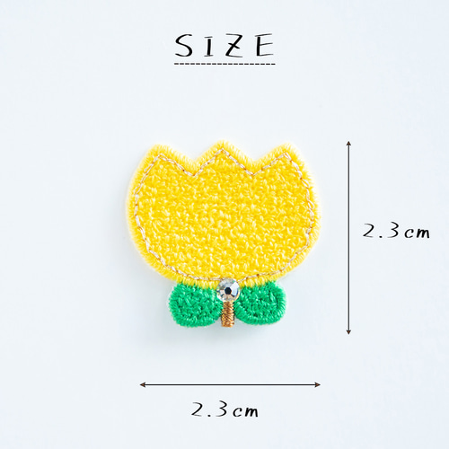 2枚セット☆ アップリケ 刺繍ワッペン チューリップ 黄 スワロフスキー