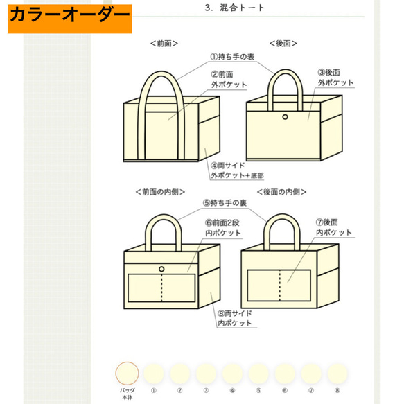 【共15色】「混合手提包」通勤尺寸/倉敷帆布尺寸8【訂製】 第15張的照片