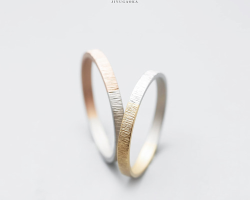 縦テクスチャーコンビ [結婚指輪][ペアリング][単品購入可] 《送料無料