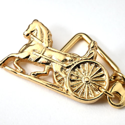 真鍮製　馬車型バッグチャーム・キーホルダー（金） 1枚目の画像