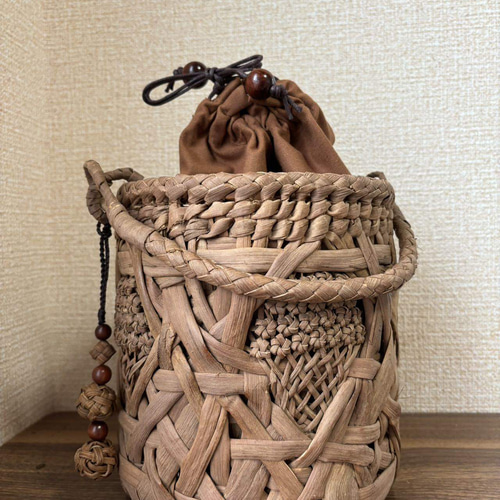 山葡萄籠バッグ 手作り 山葡萄かごバッグ 二重編み 内布