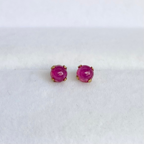 14kgfジュエリウム水晶、ルビーピアス/イヤリング 14kgfジュエリウム水晶、ルビーピアス/イヤリング