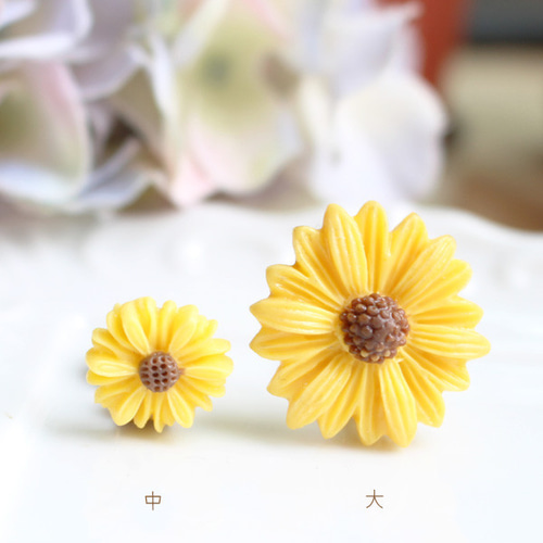 デイジー/ヒマワリイヤークリップ（クリップ式イヤリング）【日本製