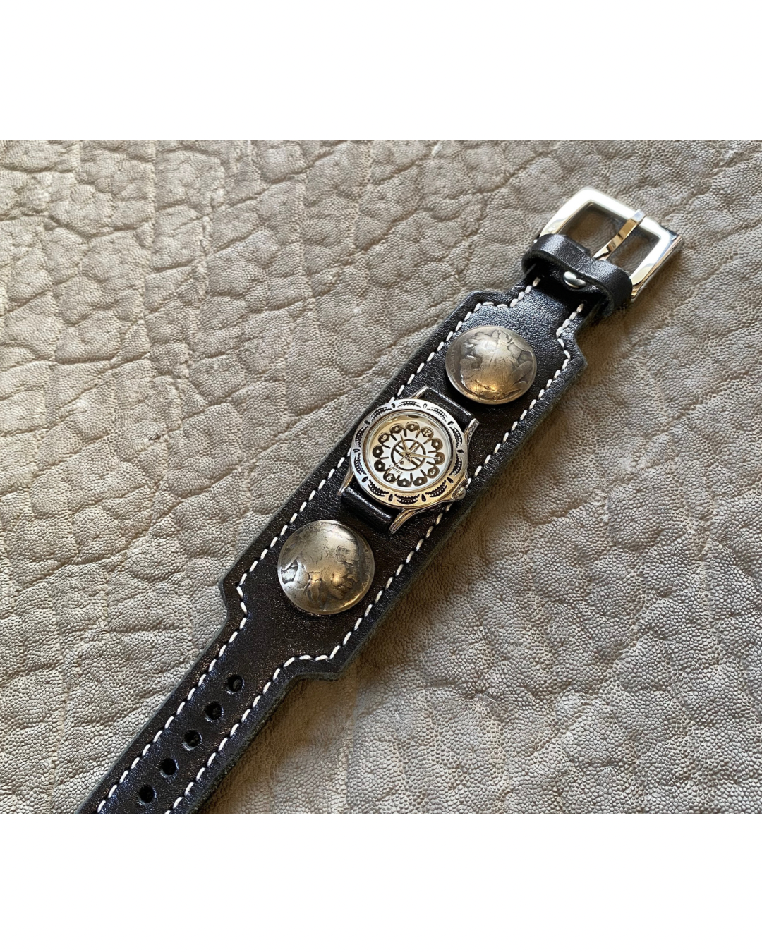 ¥9900→20%off Cactus/カクタスレザー ブレスウォッチType4 ブラック（文字盤26mm/Sサイズ）