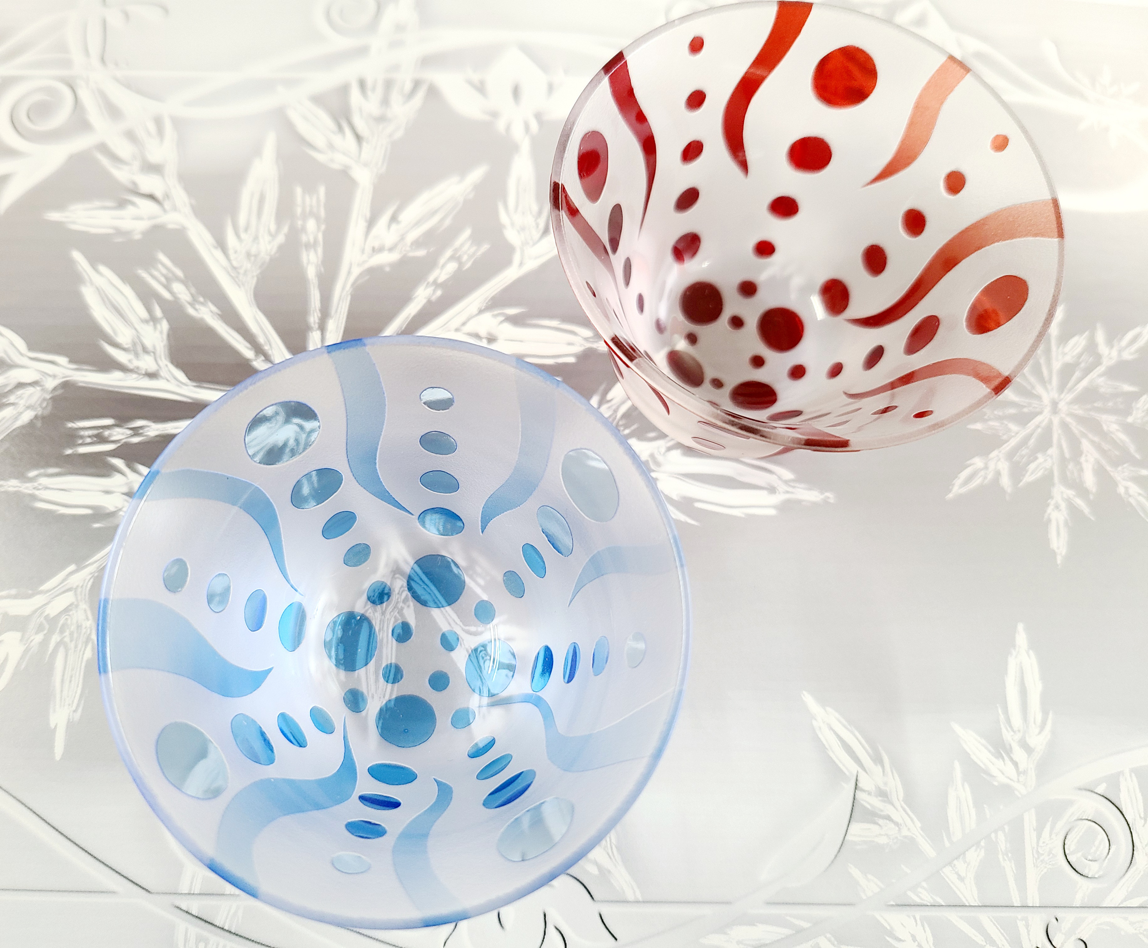 ●アート感覚な盃・ドット柄●水色