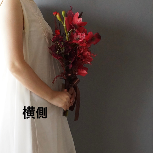 ブーケ アーティフィシャルフラワー 赤いウェディングブーケ