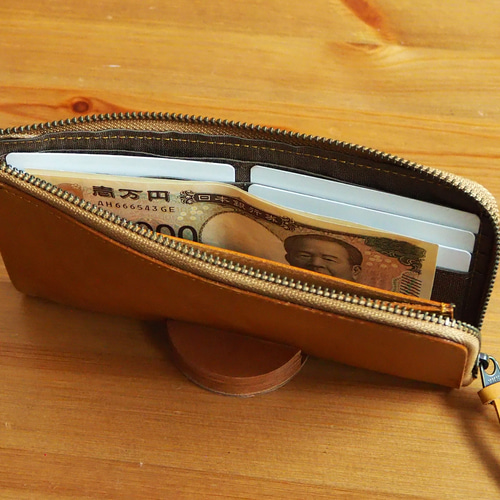 イタリア発★牛革のマグネットボタン開閉長財布 TUSCANY LEATHER イタリアンレザー トスカーナ L字ファスナー 長財布 (キャメル