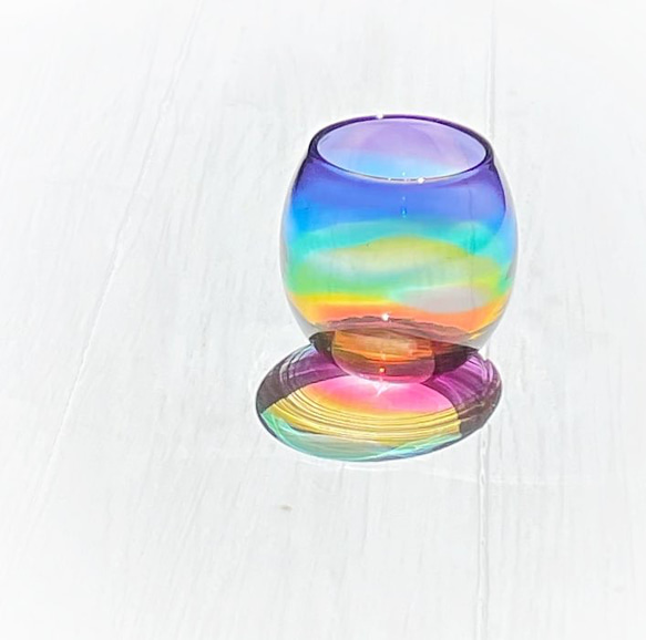 虹色のまんまるグラス  パープルリップ＊ご注文前に在庫の有無をお問い合わせください 2枚目の画像