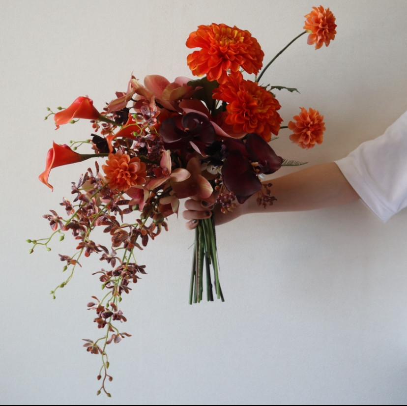 ウェディングブーケ　アーティフィシャルフラワーブーケ　胡蝶蘭　テラコッタ f3f94d660497ece3e5da4e7f06bcf4
