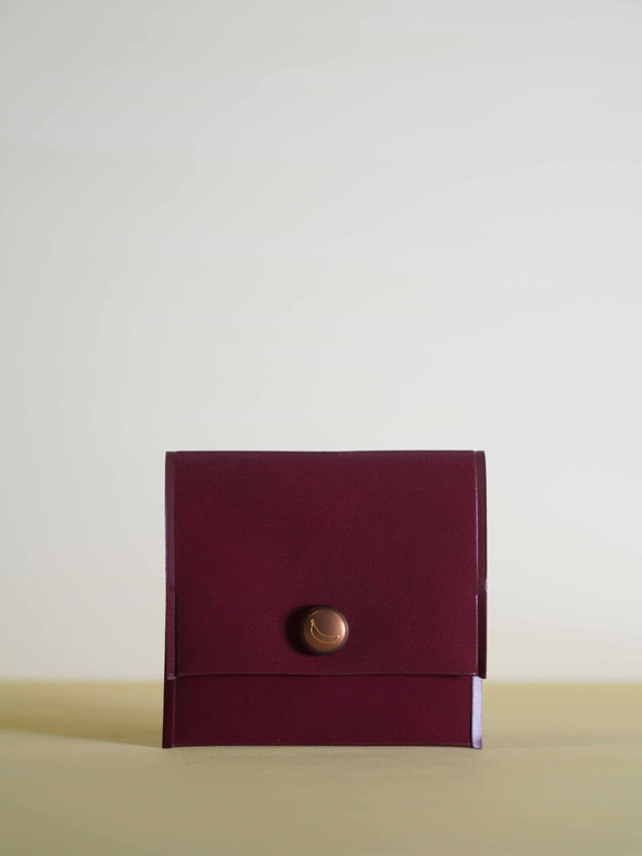 可定制【Suede Bordeaux】Banana Button Second Wallet 第2張的照片