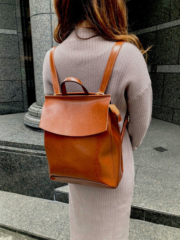 シンプルで軽いレザー3wayリュック☆ショルダー使用も☆通勤、通学に
