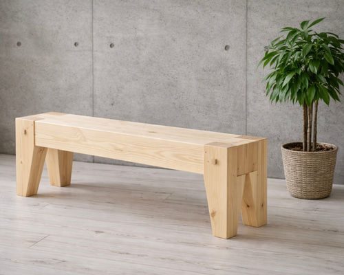 ハンドメイド　木製スリムベンチ 木組みベンチ｜構造をデザインした木製ベンチ（3カラー） 横幅100cm
