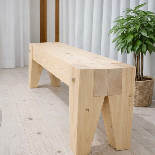 木組みベンチ｜構造をデザインした木製ベンチ（3カラー） 横幅100cm