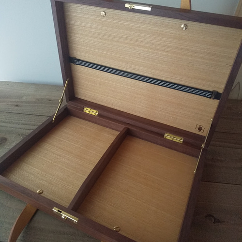 木製アタッシュケース 【タモ×ウォールナット】 ビジネスバッグ 木と革