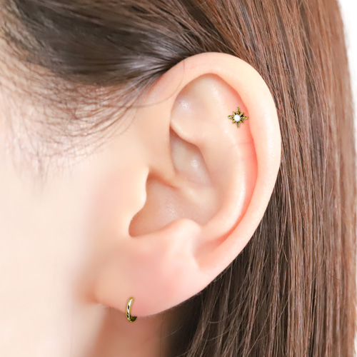 キラキラ 太陽 エスニック ボディピアス アンティークゴールド 14G 16G