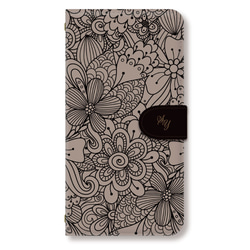 線で描いた花柄 スマホケース 手帳型 グーグルピクセル アクオス アローズ  あいふぉん スマホカバー t213ijwk 1枚目の画像