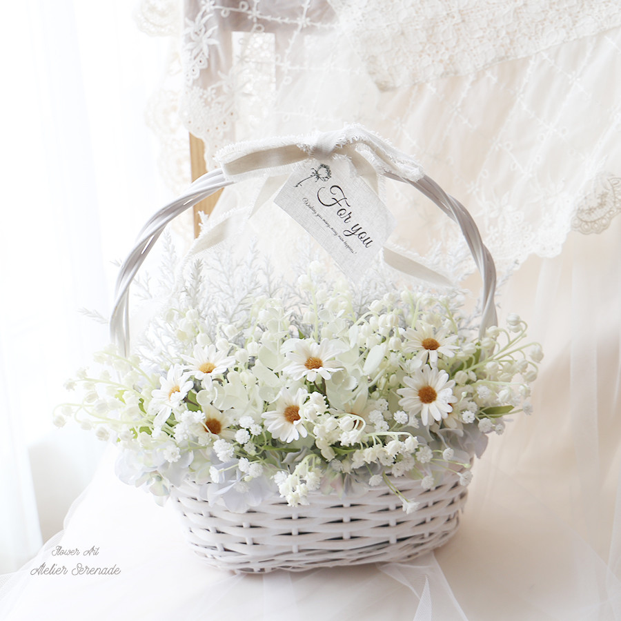 選べるギフトタグ♩すずらんとマーガレットのバスケットアレンジメント