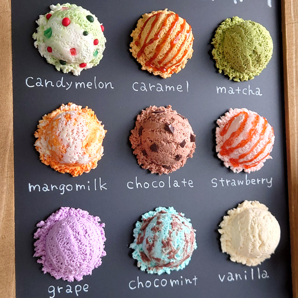 ⚠作品説明必読⚠受注製作9種のflavorアイスクリーム屋さんのメニューボード 4枚目の画像