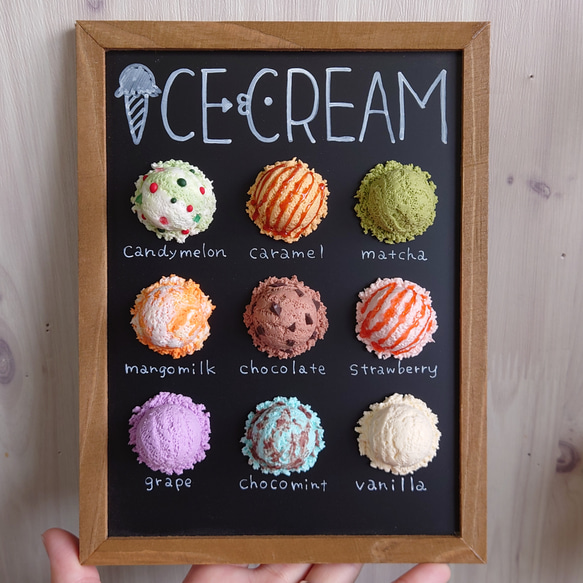 ⚠作品説明必読⚠受注製作9種のflavorアイスクリーム屋さんのメニューボード 5枚目の画像