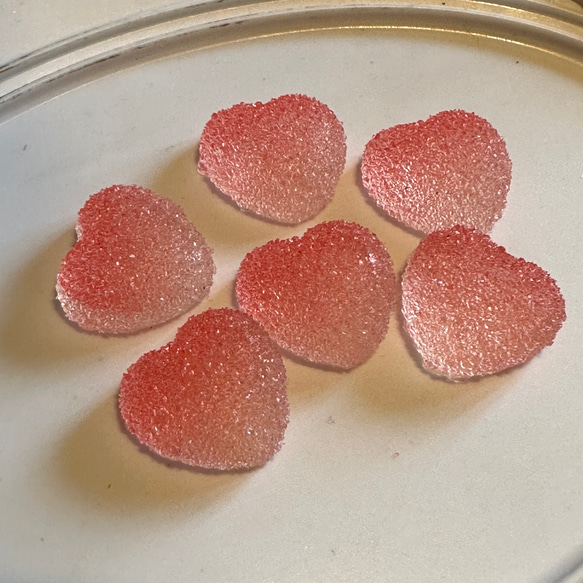 ピンク 樹脂 ハート グミ キャンディー デコパーツ 6個セット 3枚目の画像