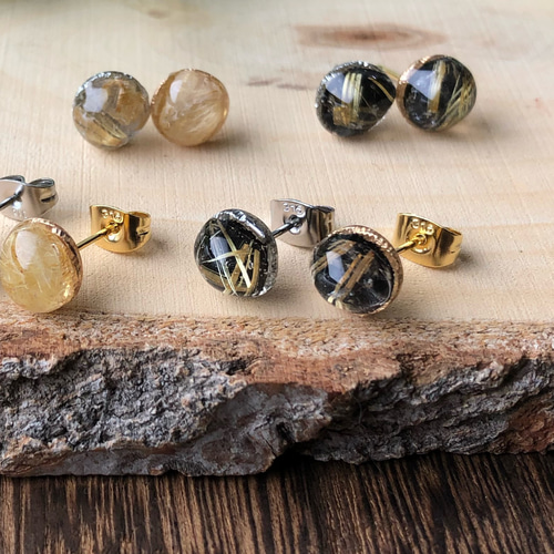 8㎜枠×天然石・ゴールドルチルクォーツの艶やかなサージカル