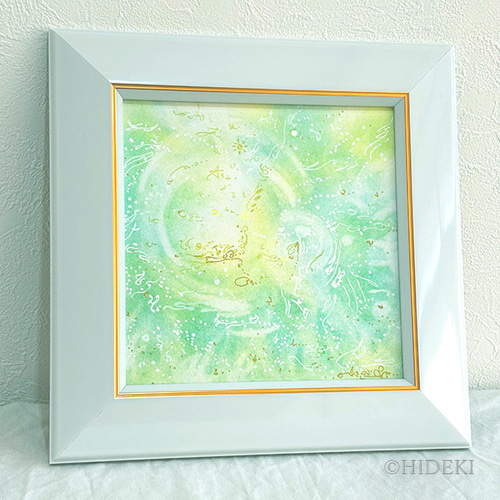 抽象的な人物のパステル画hagemaru作品 抽象画パステルアート「緑の癒し」 絵画 HIDEKI 通販 9011463｜Creema