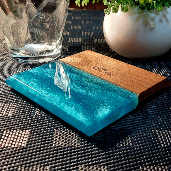 [為幸福時刻塗色的杯墊] Elcela 木質樹脂 Elcela 藍色 Polished finish 第4張的照片