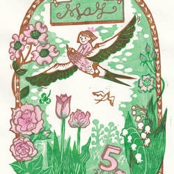 4色刷り版画作品 May 版画 LadyBirdPrinter 通販 9014594｜Creema