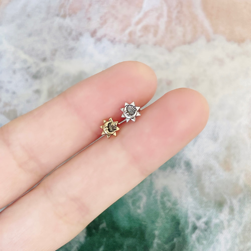 MOON＆SUN 月と太陽 天体 ボディピアス 14G 16G 18G 軟骨ピアス 片耳