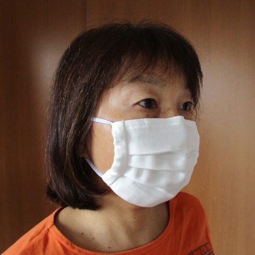 国産ダブルガーゼ使用ノーズワイヤー(形状保持テープ)入り「プリーツ  