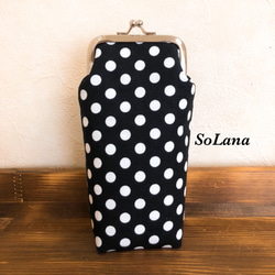 縦型ペンケース◇メガネケース◇モノクロドット◇がま口ポーチ ペン