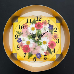 【ギフト】押し花 花時計 【フラワーガーデン・ピンク】 φ15cm ハンドメイド ギフト ボックス入り 3枚目の画像