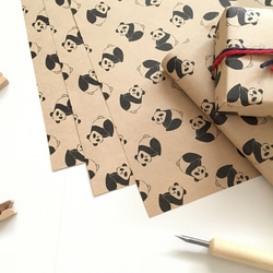 パンダの包装紙〈10枚入〉A4サイズ ラッピング デザインペーパー ブックカバー 動物 グッズ 雑貨 おしゃれ かわいい 4枚目の画像
