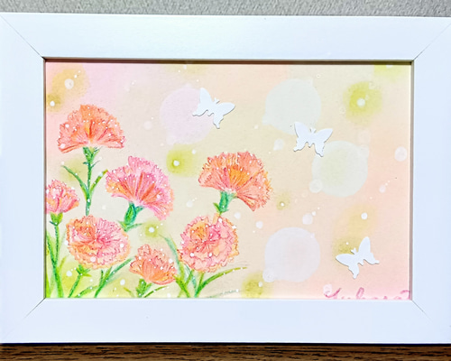 パステルアート カーネーション 母の日に パステル画＆色鉛筆画 原画