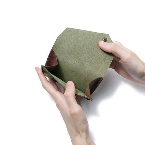 ☆ラッピング無料☆ 色鮮やかなプエブロレザー 三つ折り財布 [オリーブ